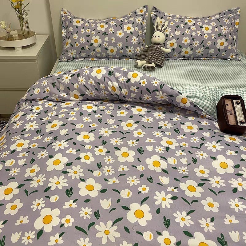 Bộ chăn ga cotton poly set 4 món chăn ga gối cao cấp - hàng nhập khẩu nhiều màu