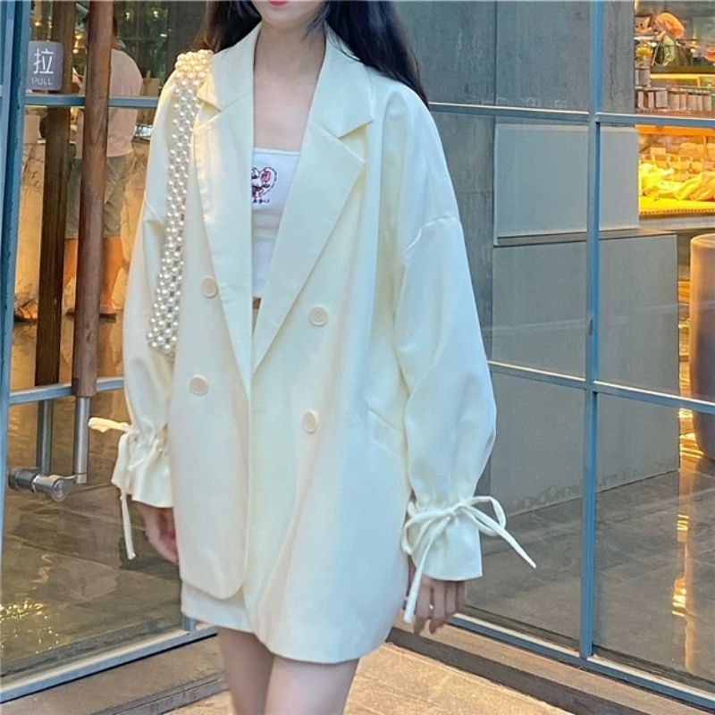 Áo khoác blazer kaki công sở màu vàng pastel oder taobao