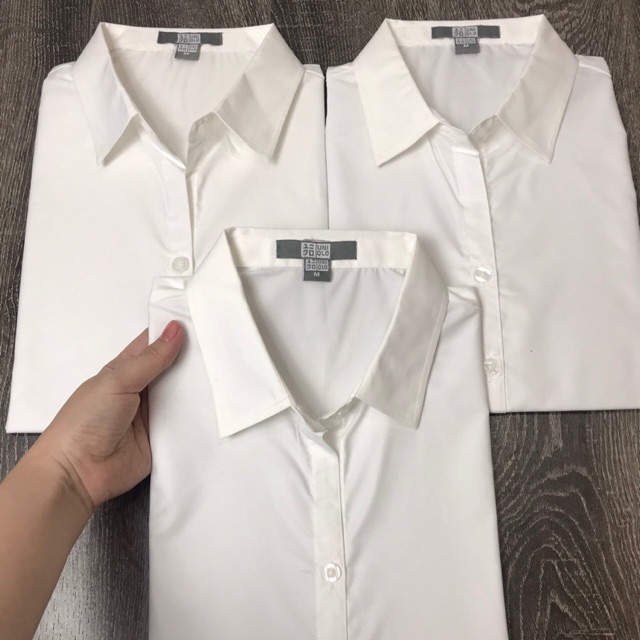 (Lẻ bằng sỉ) Áo sơ mi nữ cộc tay XK hai màu trắng xanh