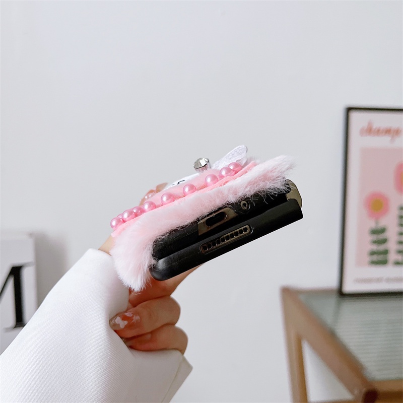 Ốp Điện Thoại Phối Lông Thỏ Mềm Mịn Ấm Áp Có Thể Gấp Gọn Dành Cho Samsung Galaxy Z FOLD 3 4 5G