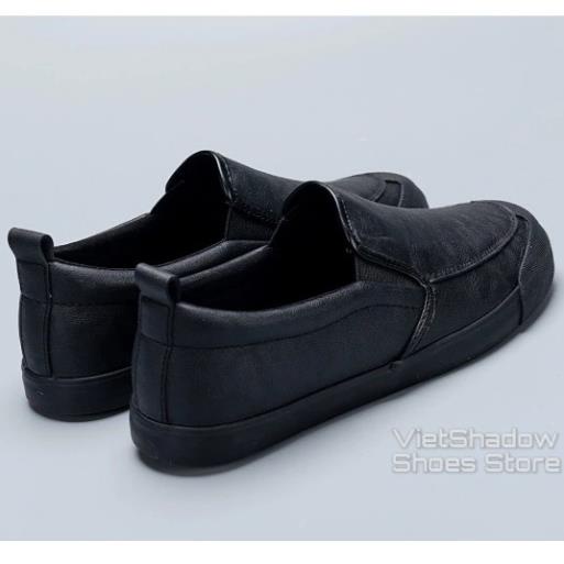 Slip on nam LEYO - Giày lười da nam - Da PU 2 màu đen full và xám - Mã SP A1182 ;