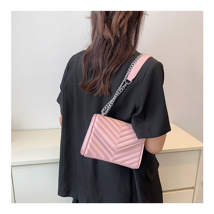 Túi đeo chéo JASMIN NOIR nắp gập in họa tiết kẻ sọc cho nữ