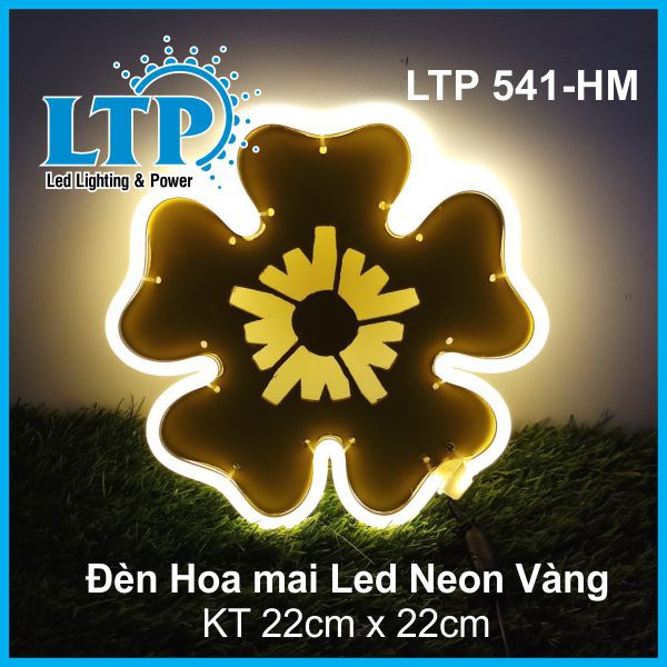 Hoa Mai Led Neon - Đèn Neon Hình Hoa Mai 30cm (2 mặt) trang trí Lễ hội, Giáng Sinh Noen, Tết.