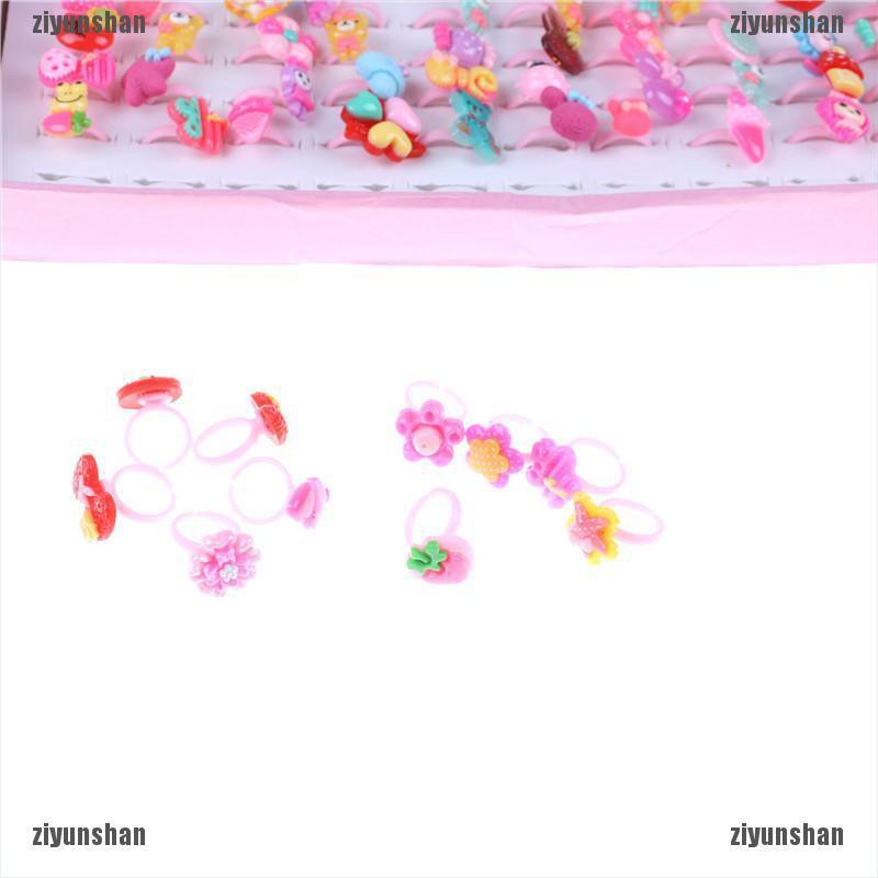 Set 10 Nhẫn Nhựa Hoạt Hình Dễ Thương Cho Bé