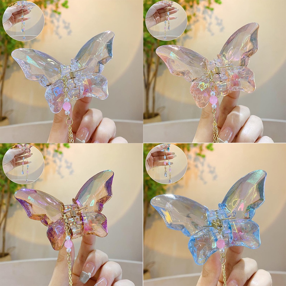 Kẹp Tóc Bướm Acrylic Màu Trong Suốt Màu Gradient Mới