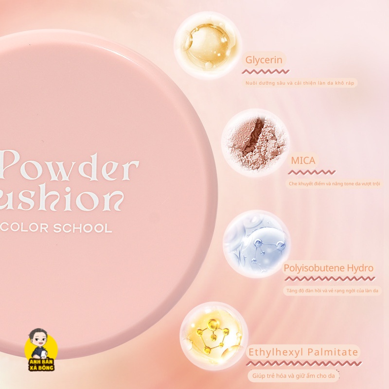 Cushion Phấn Nước Dưỡng Ẩm Kiềm Dầu COLOR SCHOOL Moisturizing Nude Air Cushion Cream CS044