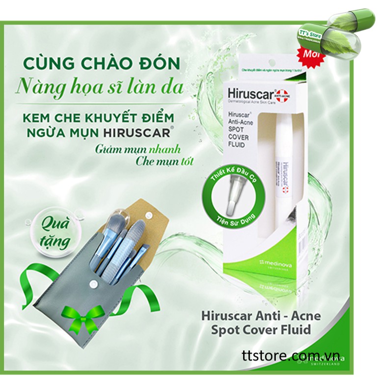 Kem che khuyết điểm và ngăn ngừa mụn Hiruscar Anti Acne Spot Cover Fluid 1ML