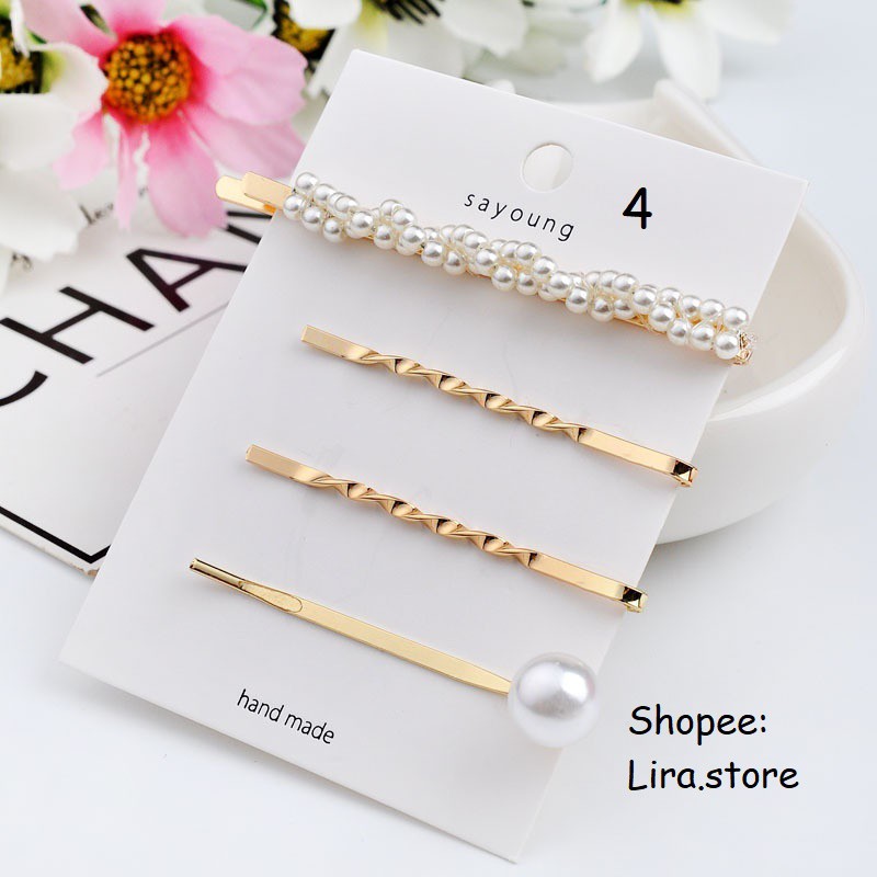 Set kẹp tóc ngọc nhiều mẫu mã
