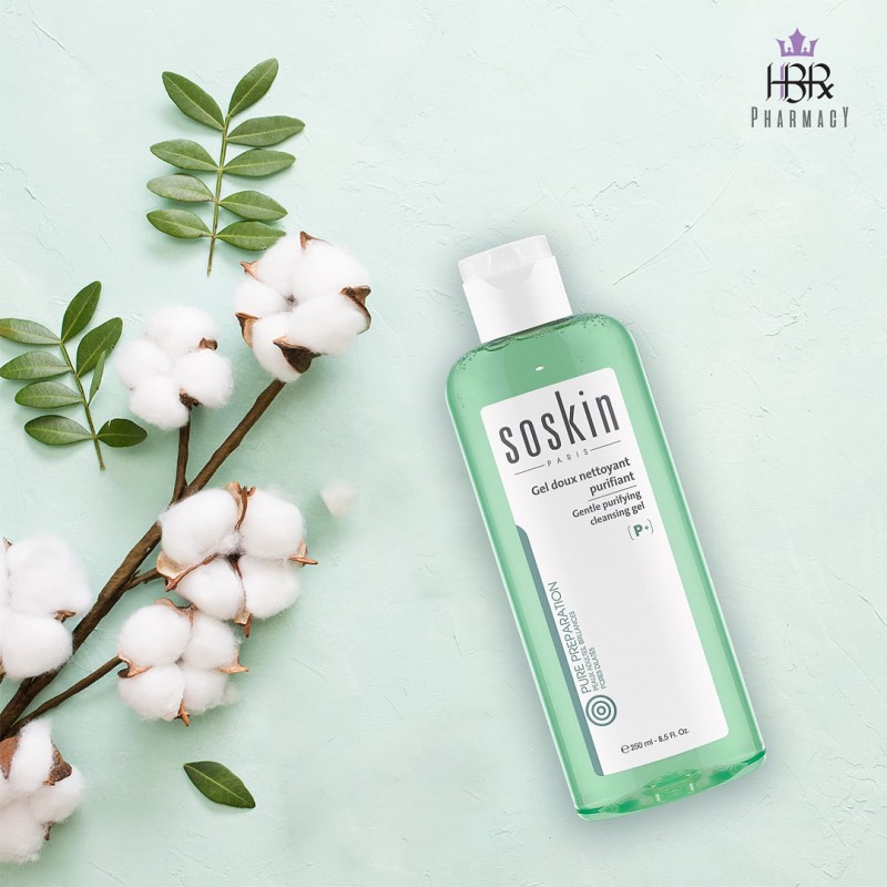 Gel rửa mặt loại bỏ vi khuẩn cho da dầu và mụn Soskin Gentle Purifying Cleansing Gel