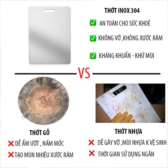 THỚT INOX CƯỜNG LỰC KHÁNG KHUẨN CAO CẤP FOODCOM