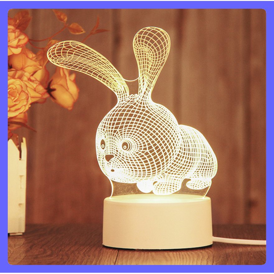 Đèn trang trí phòng Cute Bunny siêu dễ thương - Đèn ngủ led đổi 3 màu tiện lợi - Quà tặng sinh nhật đẹp ý nghĩa