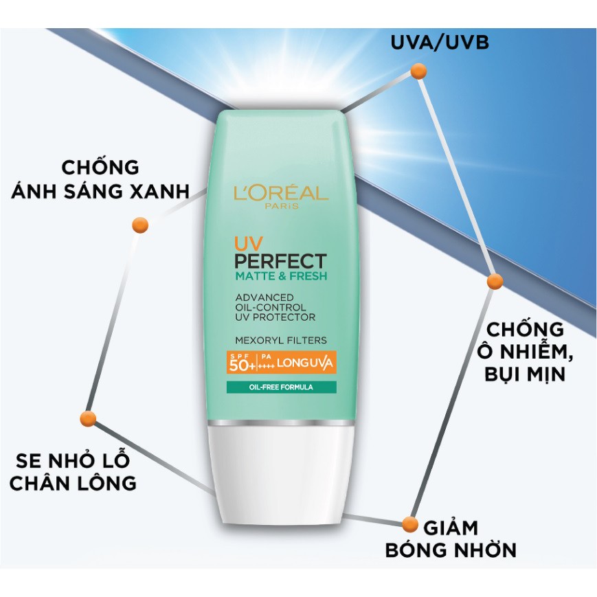 Kem Chống Nắng L'Oréal Kiềm Dầu Thoáng Mịn Da 30ml UV SPF 50+/PA+++