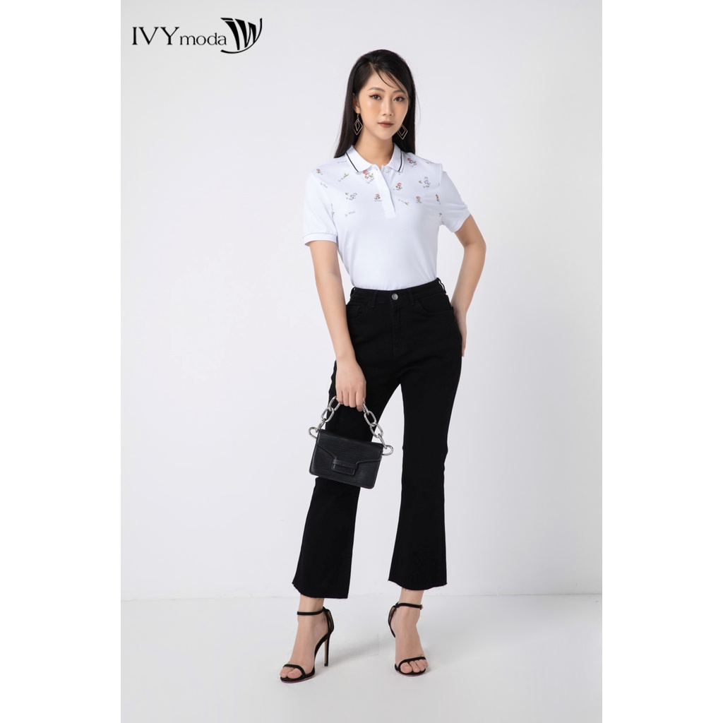Áo polo nữ gấu lệch IVY moda MS 57M6705