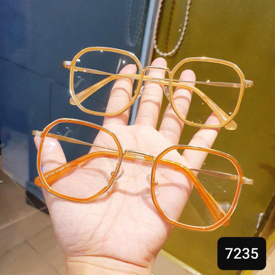 Gọng kính cận màu vàng nam nữ dáng vuông hàn quốc cực đẹp