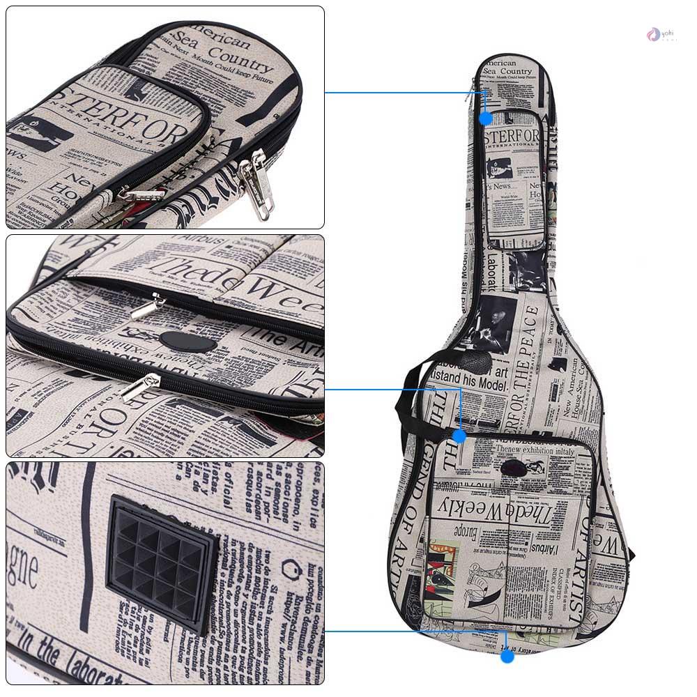 Túi Đựng Đàn Guitar Bằng Vải Oxford 600D Chống Thấm Nước In Họa Tiết Báo Báo Có Dây Đeo Có Đệm Lót Cho Đàn Guitar Acoustic 41Inch