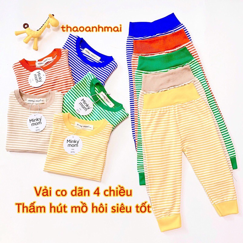 Bộ MINKY MOM CẠP CAO cotton lạnh mềm mịn, co giãn và thấm hút mồ hôi siêu tốt - Quần áo thu đông trẻ em kẻ ngang