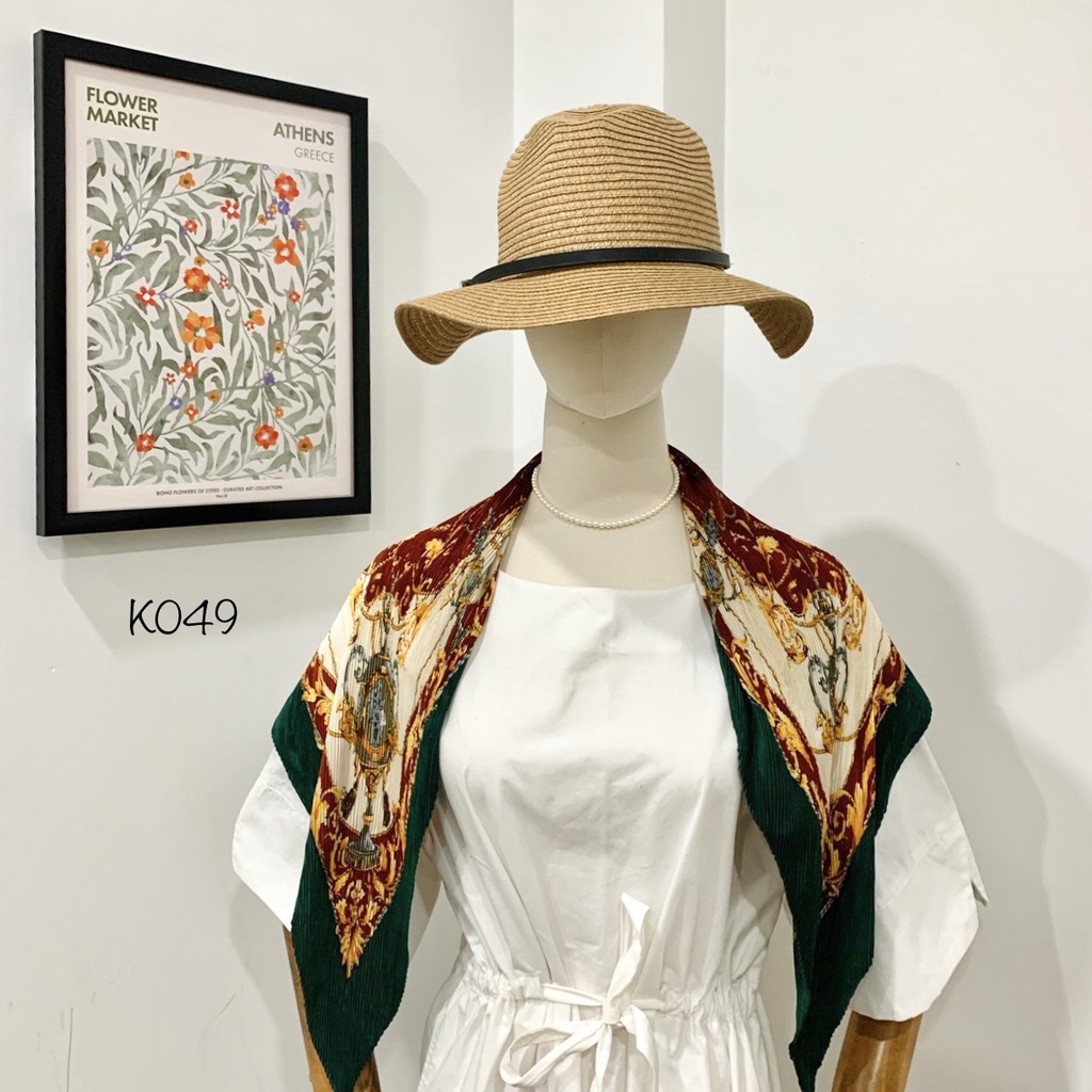 Khăn choàng lụa 2hand vintage Nhật