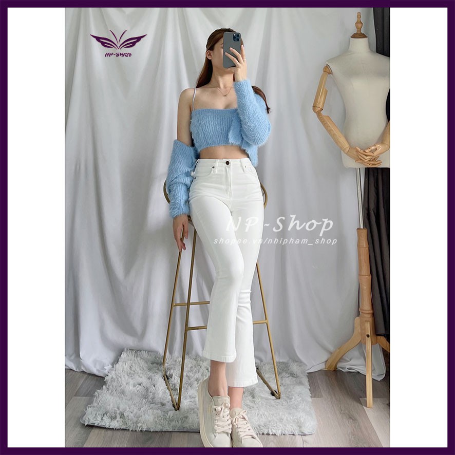 Quần jean ống loe 9 tấc lưng cao NPSHOP, quần bò nữ ống loe cạp cao dáng lửng 5 màu | BigBuy360 - bigbuy360.vn