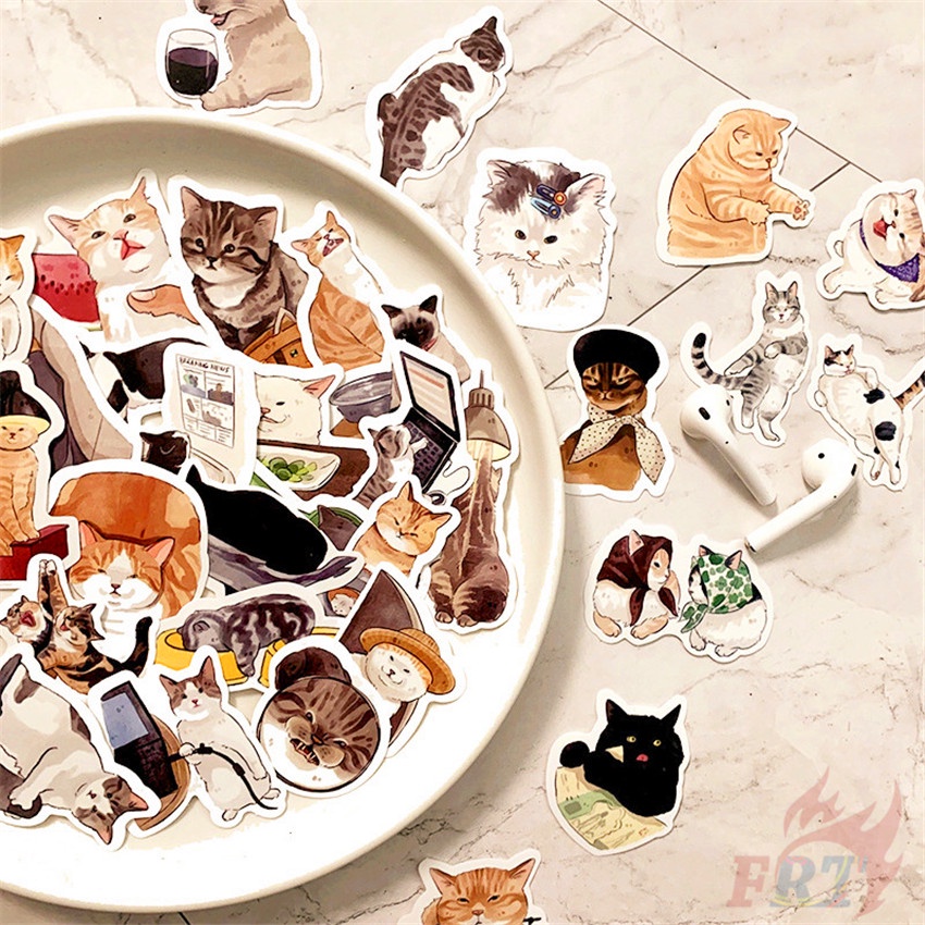 ❉ Kawaii Kittens Series 02 Cats Pets Stickers ❉ 52Pcs/Set DIY Fashion Luggage Laptop Skateboard Decals Doodle Stickers