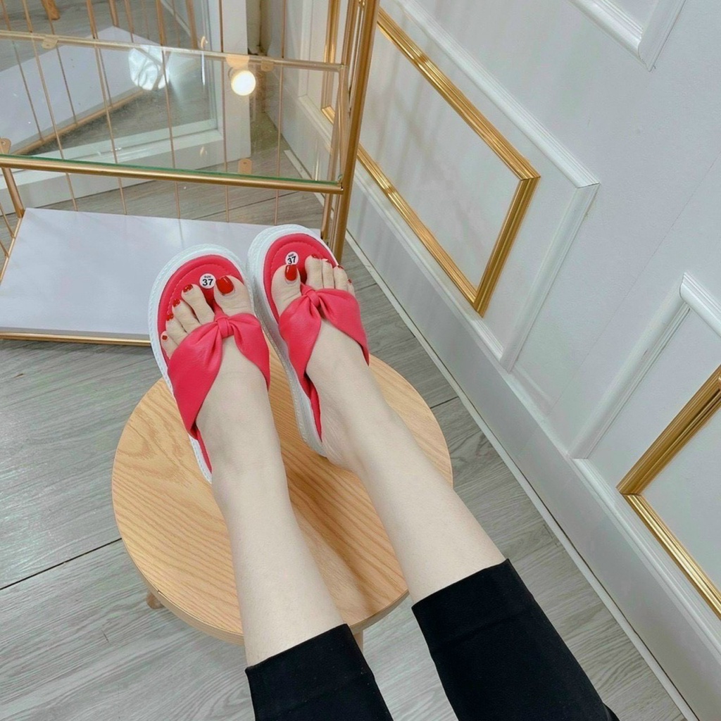 FREE SHIP dép lê đế cao bánh mì kẹp ngón quai da hàng hot 101
