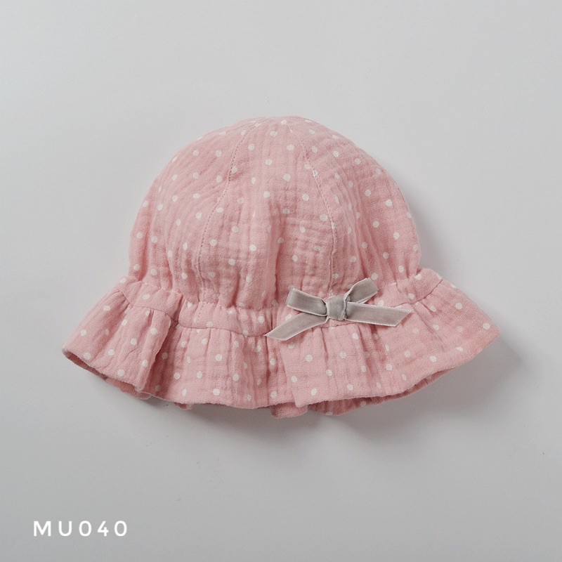 Mũ vải bé gái đính nơ cao cấp MU040