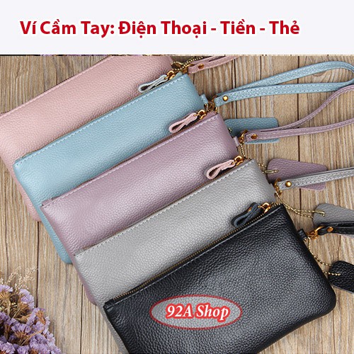 [DA BÒ CAO CẤP] VÍ CẦM TAY DÁNG DÀI ĐỰNG ĐIỆN THOẠI TIỀN THẺ
