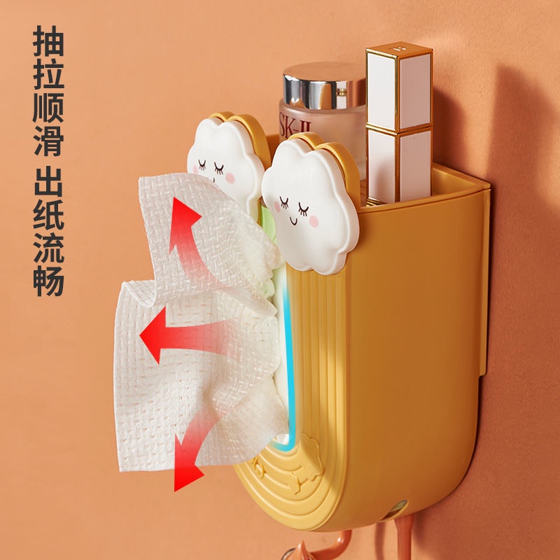 Hộp Đựng Khăn Giấy Gắn Tường Không Cần Khoan Hình Cầu Vồng Dễ Thương Sáng Tạo Cho Phòng Khách/ Phòng Ngủ/ Nhà Vệ Sinh/ Nhà Bếp