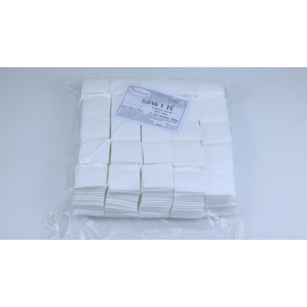 Bông Y Tế Cắt Sẵn Bảo Thạch 6cmx6cm 500gr