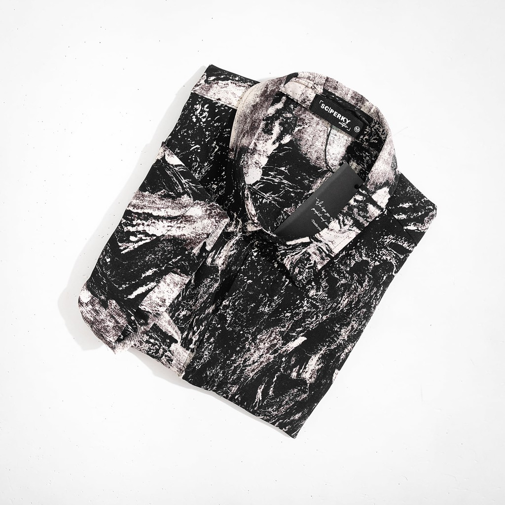 Áo Sơ Mi Ngắn Tay -  Họa Tiết Loang - AS002 -  Chất liệu vải Satin - chống nhăn tuyệt đối - Sc Perky Outfit | BigBuy360 - bigbuy360.vn