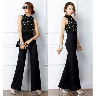 Set nguyên bộ áo chấm bi quần ống loe