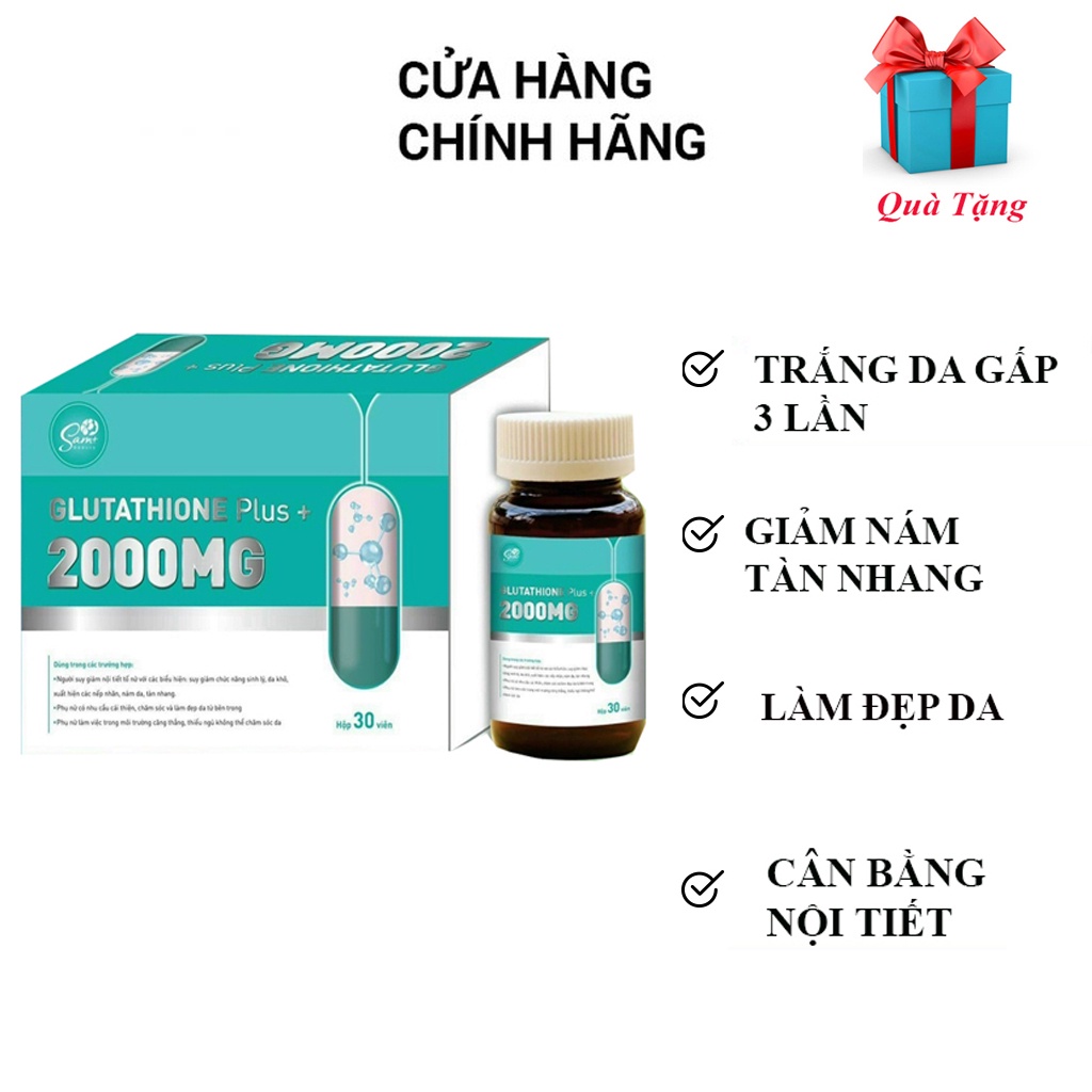 Viên Uống Trắng da COLLAGEN - GLUTATHIONE 2000 - Trắng Da,Mờ Nám,Giảm Nhăn.