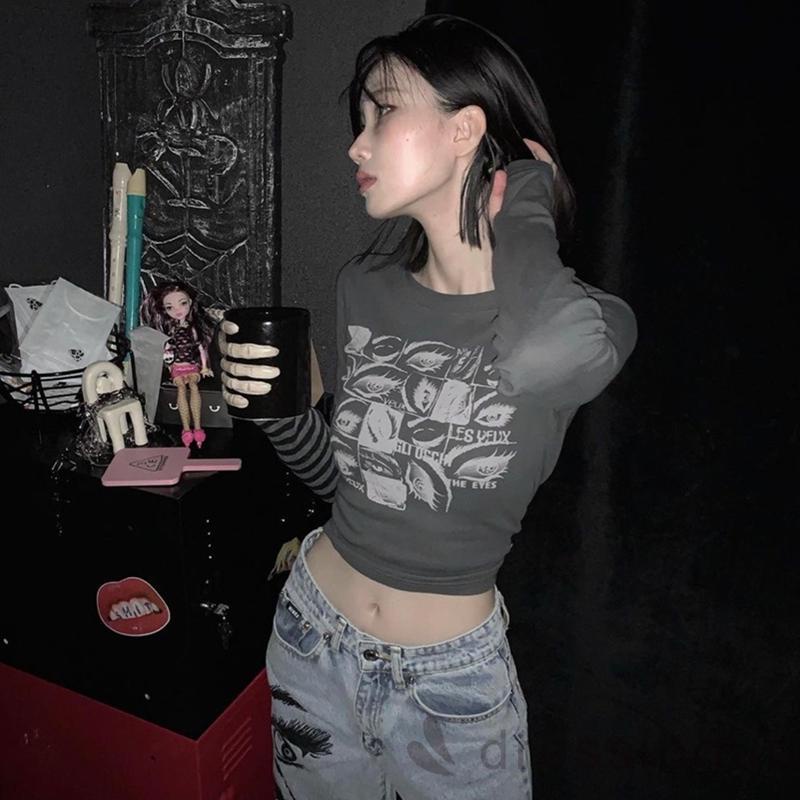 Áo thun tay dài in họa tiết độc đáo thời trang cho nữ