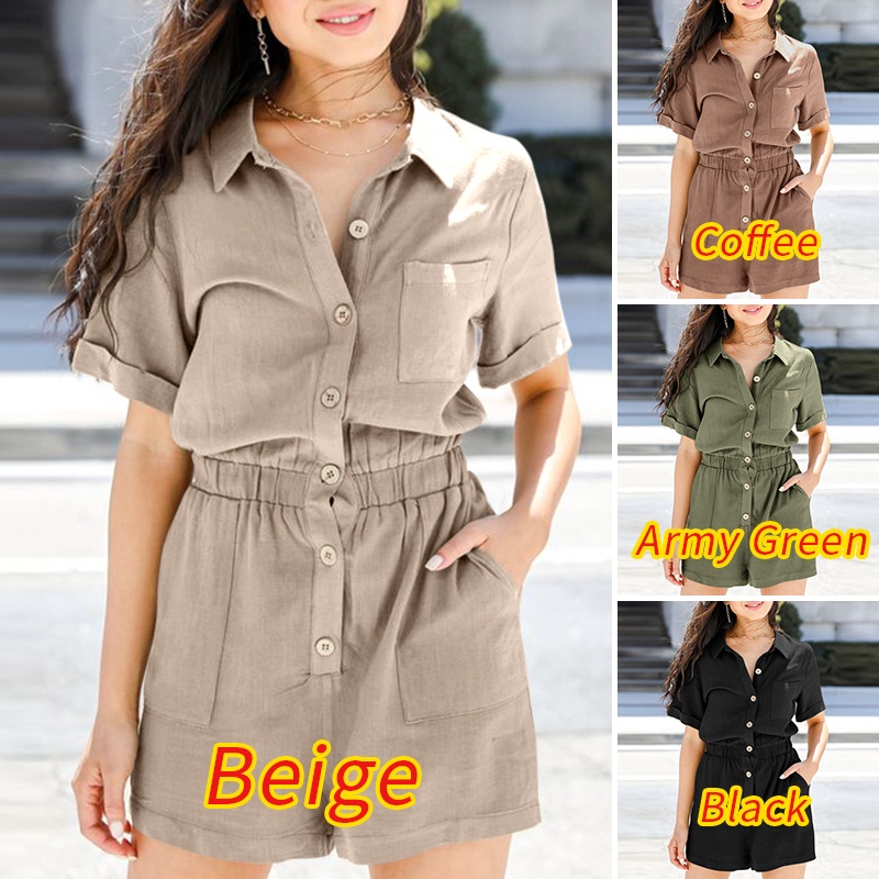 Áo Liền Quần Có Túi Cài Nút Thời Trang Đường Phố Châu Âu Cho Nữ ZANZEA