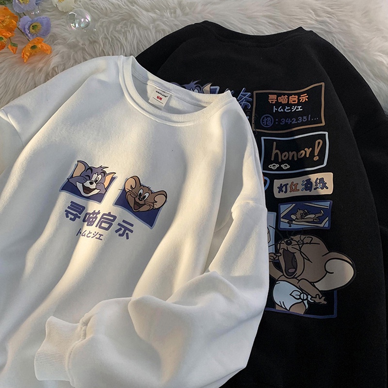 Áo Sweatshirt Cổ Chữ R In Họa Tiết Hoạt Hình Cỡ Lớn 3XL Cho Nữ