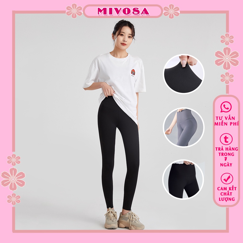 Quần legging nữ dài quần legging nâng mông cạp cao SPORT thể thao MIVOSA LE001