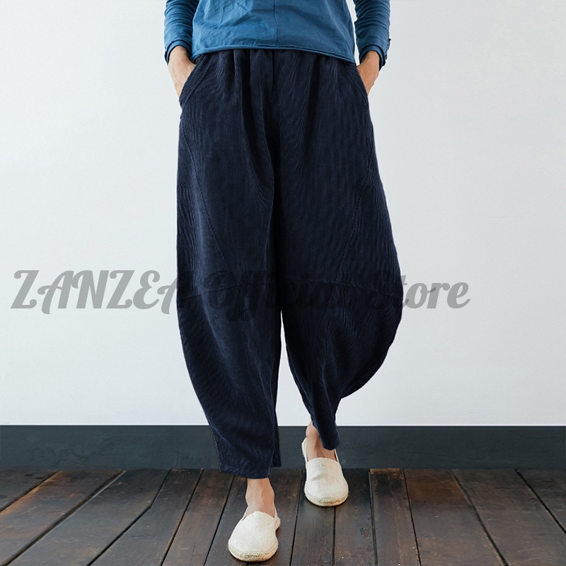 Quần Dài ZANZEA Dáng Rộng Phối Túi Thiết Kế Đơn Giản Phong Cách Vintage
