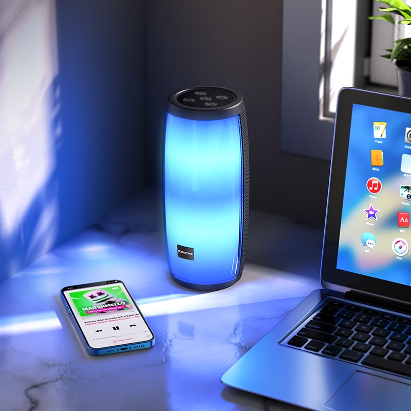 Loa Bluetooth Không Dây Borofone BP8 Glazed Colorful Luminous / BR20 Có Đèn Phát Sáng Nhiều Màu Sắc Kiểu Dáng Thể Thao