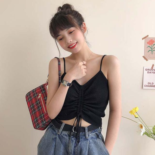 [ Có sẵn ] Áo 2 dây rút ngực sexy, crop top hở eo đi biển mùa hè, hot 2021 mẫu mới nhất