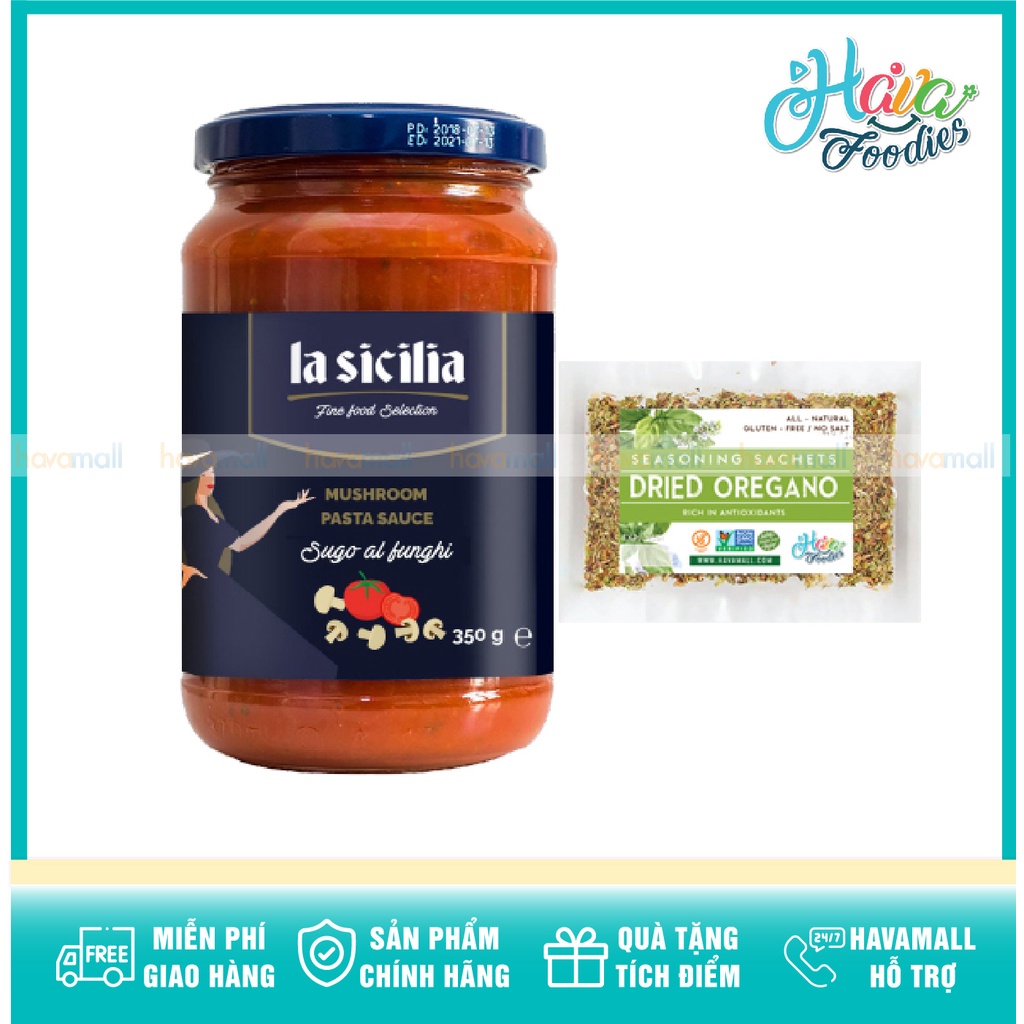 [HÀNG CHÍNH HÃNG] Sốt Cà Chua Nấm La Sicilia 350gr - TẶNG LÁ OREGANO