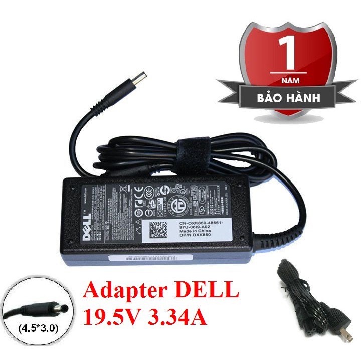 QUA SỬ DỤNG  Sạc nguồn điện Laptop Dell 19.5v 2.31a 45w 19,5 Adapter Kèm dây nguồn XPS 13 Inspiron 5452 5455 5458 5459