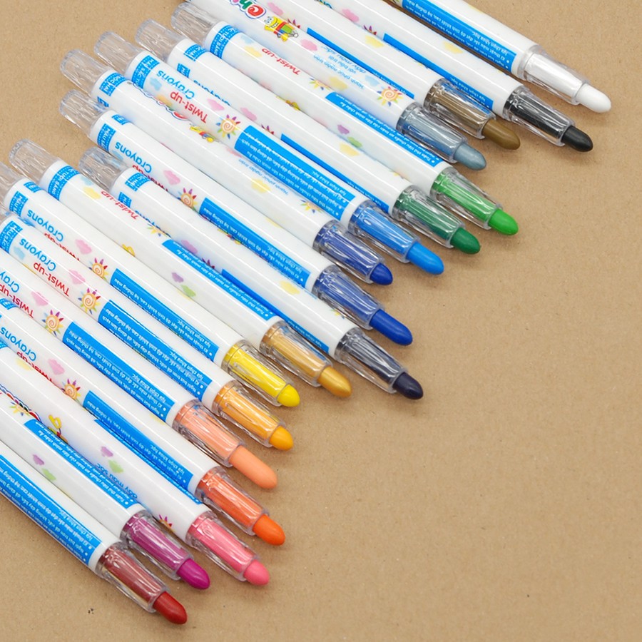 Bút sáp màu xoay Twist crayon DUKA 24 màu - Túi nhựa PVC