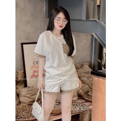 Sét bộ GGG viền pha cộc tay fom rộng