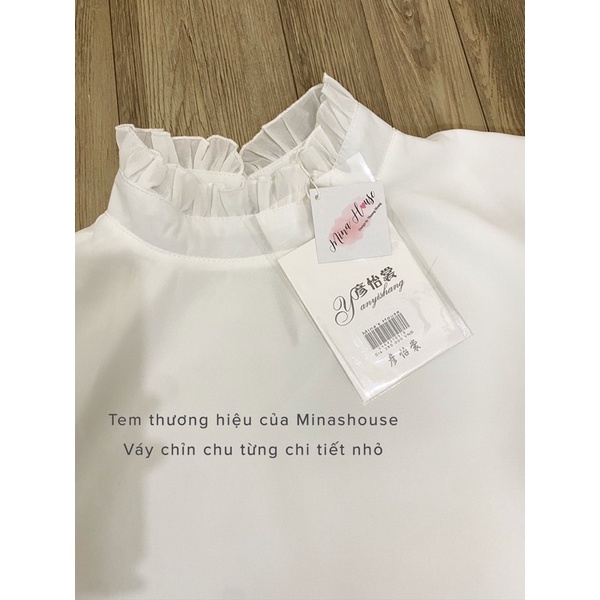 Váy babydoll trắng xếp tầng / mina’s house