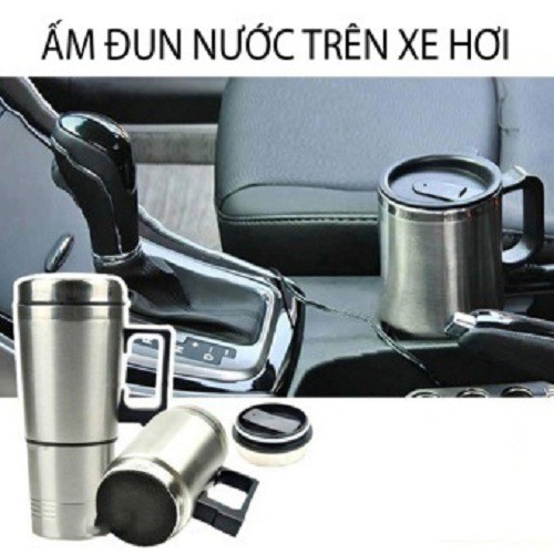 Cốc Đun Nước Inox Bằng Tẩu Sạc Trên Ô TÔ, Xe Khách, Xe Tải