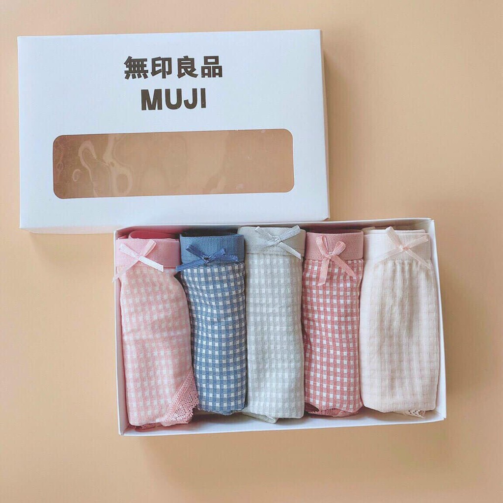 Quần lót nữ cotton kẻ ô phối ren xuất Nhật xinh đủ màu, freesize 45 - 58kg- CT130GT