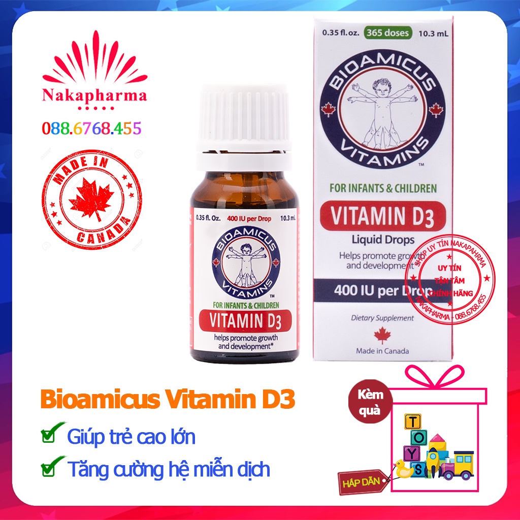 Men vi sinh BioAmicus Vitamin D3 – Giúp trẻ cao lớn, hấp thu canxi tối ưu, hệ miễn dịch khỏe, ngừa suy dinh dưỡng