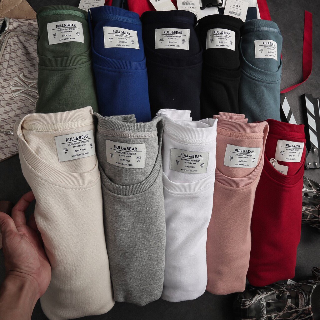 [ SALE ] Áo nỉ thu đông - Pull Bear - Chất nỉ dày đẹp nhiều màu - cổ tròn | BigBuy360 - bigbuy360.vn