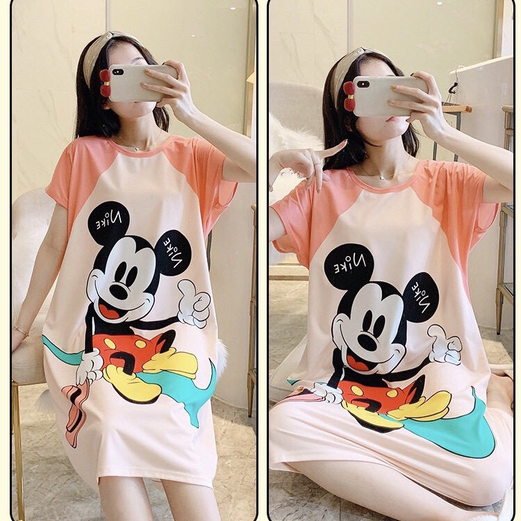 Váy Ngủ Hoạt Hình Cotton Họa Tiết Dễ Thương Cute hàng Quảng Châu Form rộng | BigBuy360 - bigbuy360.vn