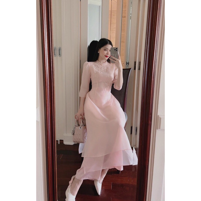 Áo Dài Đính Ngọc Cao Cấp 4 Tà