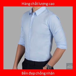 [Áo sơ mi nam] sơ mi công sở vải lụa cao cấp  màu Xanh ngọc